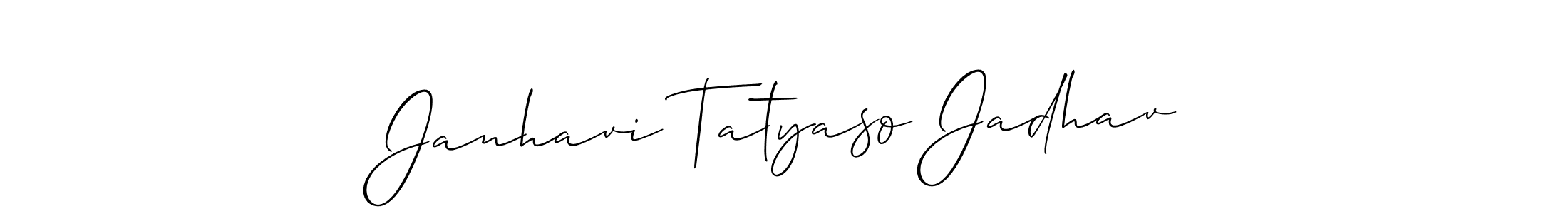 How to make Janhavi Tatyaso Jadhav name signature. Use Allison_Script style for creating short signs online. This is the latest handwritten sign. Janhavi Tatyaso Jadhav signature style 2 images and pictures png