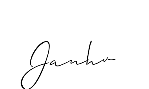 Make a beautiful signature design for name Janhv. With this signature (Allison_Script) style, you can create a handwritten signature for free. Janhv signature style 2 images and pictures png