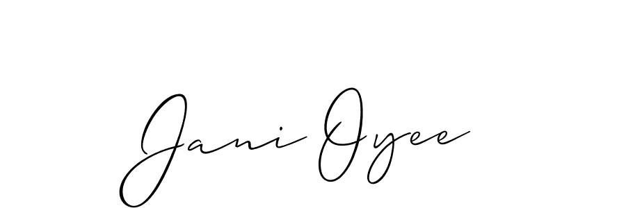 It looks lik you need a new signature style for name Jani Oyee. Design unique handwritten (Allison_Script) signature with our free signature maker in just a few clicks. Jani Oyee signature style 2 images and pictures png