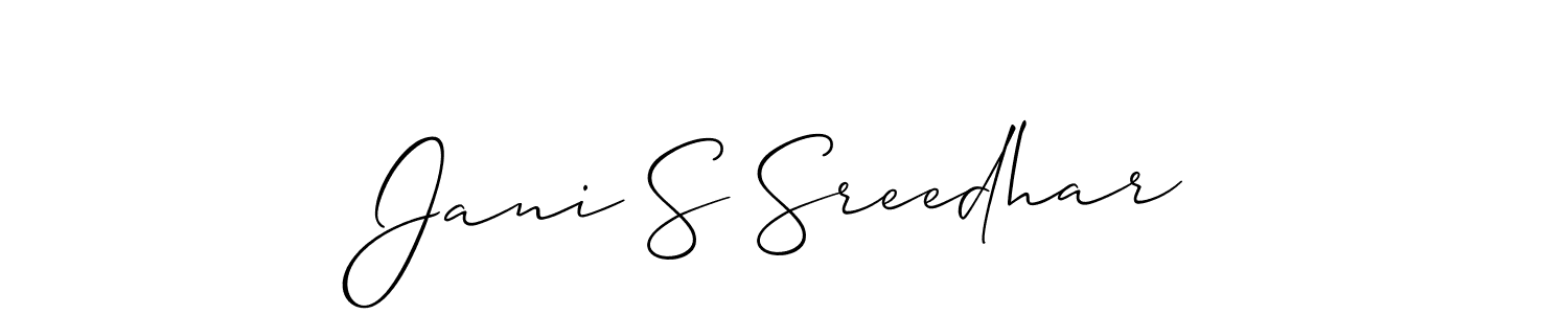 See photos of Jani S Sreedhar official signature by Spectra . Check more albums & portfolios. Read reviews & check more about Allison_Script font. Jani S Sreedhar signature style 2 images and pictures png
