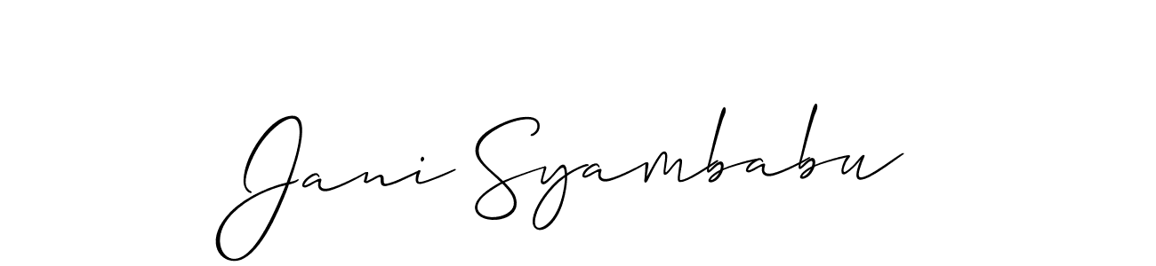 Similarly Allison_Script is the best handwritten signature design. Signature creator online .You can use it as an online autograph creator for name Jani Syambabu. Jani Syambabu signature style 2 images and pictures png