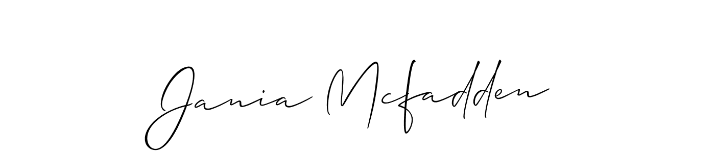 Make a beautiful signature design for name Jania Mcfadden. With this signature (Allison_Script) style, you can create a handwritten signature for free. Jania Mcfadden signature style 2 images and pictures png