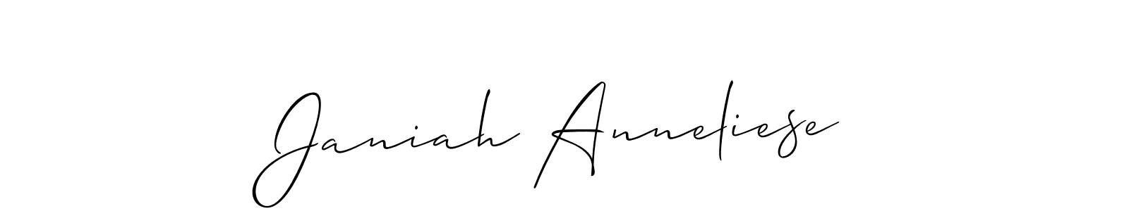 It looks lik you need a new signature style for name Janiah Anneliese. Design unique handwritten (Allison_Script) signature with our free signature maker in just a few clicks. Janiah Anneliese signature style 2 images and pictures png