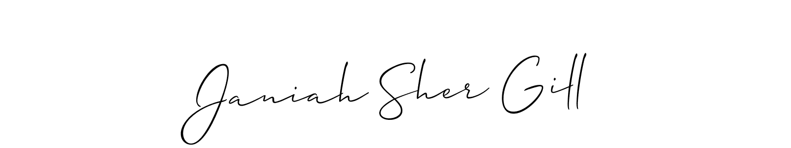 How to make Janiah Sher Gill name signature. Use Allison_Script style for creating short signs online. This is the latest handwritten sign. Janiah Sher Gill signature style 2 images and pictures png