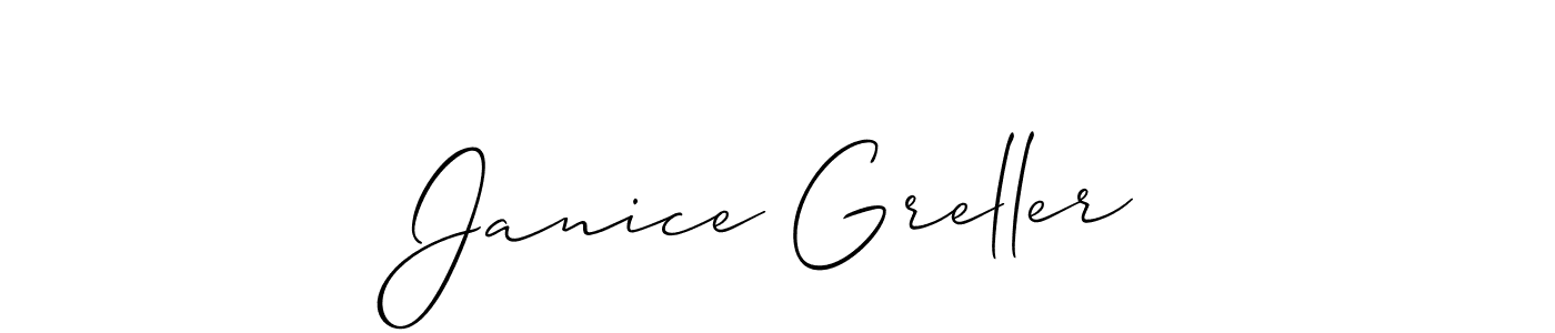 Allison_Script is a professional signature style that is perfect for those who want to add a touch of class to their signature. It is also a great choice for those who want to make their signature more unique. Get Janice Greller name to fancy signature for free. Janice Greller signature style 2 images and pictures png