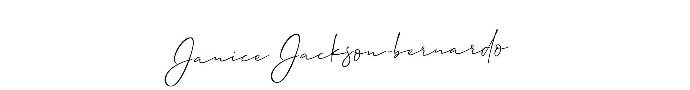 It looks lik you need a new signature style for name Janice Jackson-bernardo. Design unique handwritten (Allison_Script) signature with our free signature maker in just a few clicks. Janice Jackson-bernardo signature style 2 images and pictures png