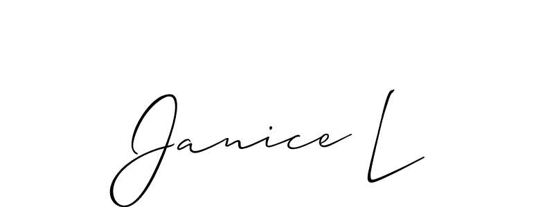 Allison_Script is a professional signature style that is perfect for those who want to add a touch of class to their signature. It is also a great choice for those who want to make their signature more unique. Get Janice L name to fancy signature for free. Janice L signature style 2 images and pictures png