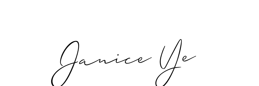 It looks lik you need a new signature style for name Janice Ye. Design unique handwritten (Allison_Script) signature with our free signature maker in just a few clicks. Janice Ye signature style 2 images and pictures png