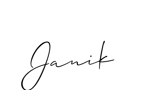Janik stylish signature style. Best Handwritten Sign (Allison_Script) for my name. Handwritten Signature Collection Ideas for my name Janik. Janik signature style 2 images and pictures png