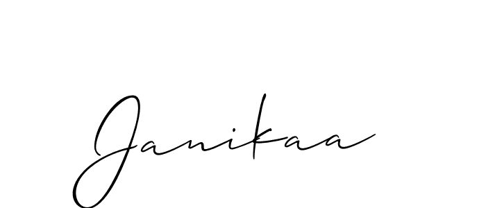 The best way (Allison_Script) to make a short signature is to pick only two or three words in your name. The name Janikaa include a total of six letters. For converting this name. Janikaa signature style 2 images and pictures png