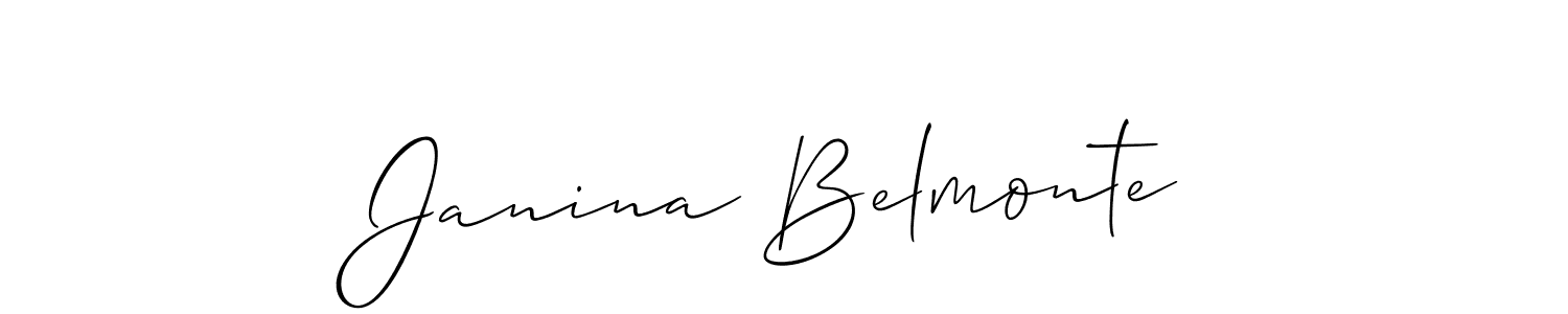 It looks lik you need a new signature style for name Janina Belmonte. Design unique handwritten (Allison_Script) signature with our free signature maker in just a few clicks. Janina Belmonte signature style 2 images and pictures png