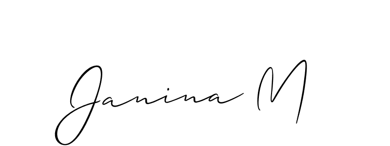 Allison_Script is a professional signature style that is perfect for those who want to add a touch of class to their signature. It is also a great choice for those who want to make their signature more unique. Get Janina M name to fancy signature for free. Janina M signature style 2 images and pictures png