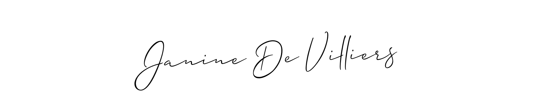 Also we have Janine De Villiers name is the best signature style. Create professional handwritten signature collection using Allison_Script autograph style. Janine De Villiers signature style 2 images and pictures png
