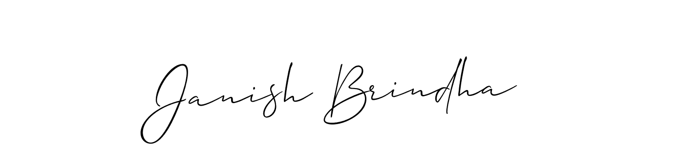 Also we have Janish Brindha name is the best signature style. Create professional handwritten signature collection using Allison_Script autograph style. Janish Brindha signature style 2 images and pictures png