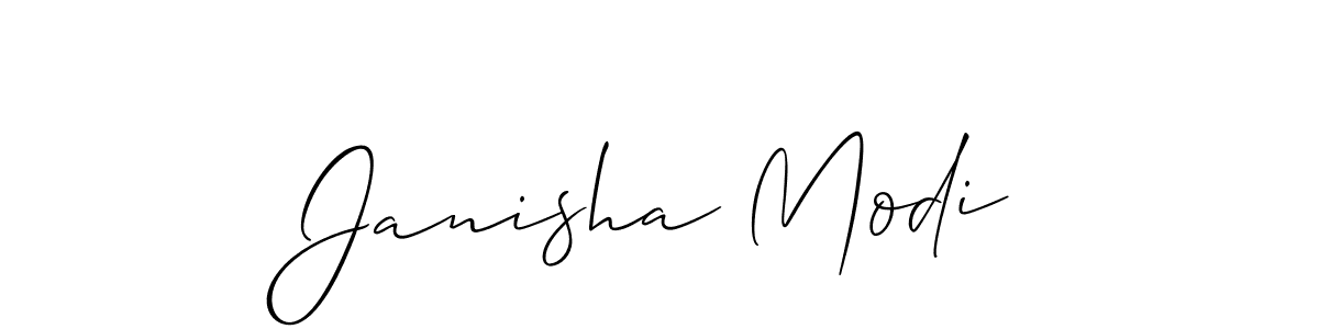 How to make Janisha Modi name signature. Use Allison_Script style for creating short signs online. This is the latest handwritten sign. Janisha Modi signature style 2 images and pictures png