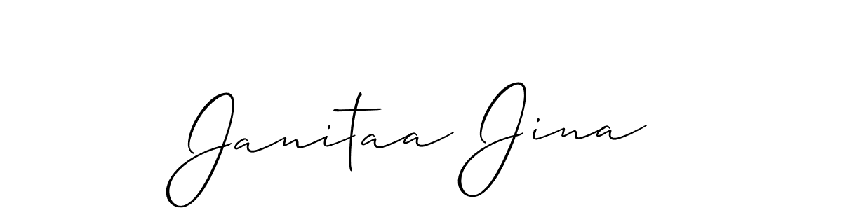 The best way (Allison_Script) to make a short signature is to pick only two or three words in your name. The name Janitaa Jina include a total of six letters. For converting this name. Janitaa Jina signature style 2 images and pictures png