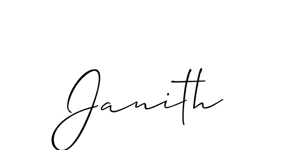 The best way (Allison_Script) to make a short signature is to pick only two or three words in your name. The name Janith include a total of six letters. For converting this name. Janith signature style 2 images and pictures png