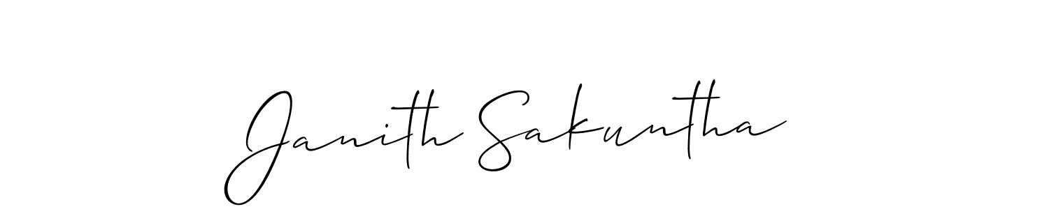 The best way (Allison_Script) to make a short signature is to pick only two or three words in your name. The name Janith Sakuntha include a total of six letters. For converting this name. Janith Sakuntha signature style 2 images and pictures png