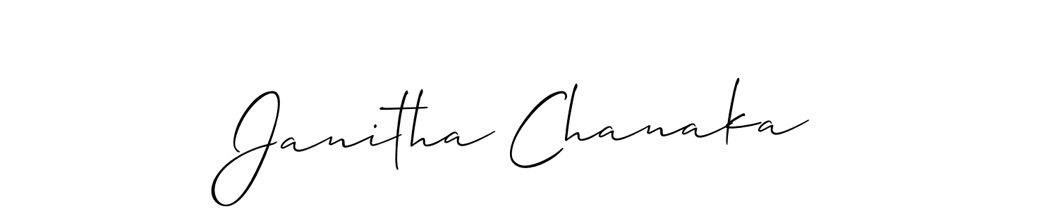How to make Janitha Chanaka name signature. Use Allison_Script style for creating short signs online. This is the latest handwritten sign. Janitha Chanaka signature style 2 images and pictures png