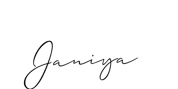 How to make Janiya name signature. Use Allison_Script style for creating short signs online. This is the latest handwritten sign. Janiya signature style 2 images and pictures png