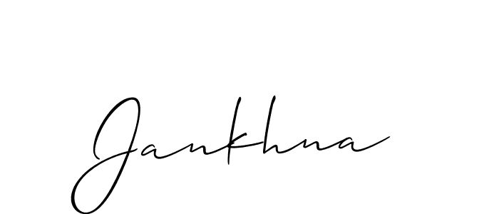 if you are searching for the best signature style for your name Jankhna. so please give up your signature search. here we have designed multiple signature styles  using Allison_Script. Jankhna signature style 2 images and pictures png