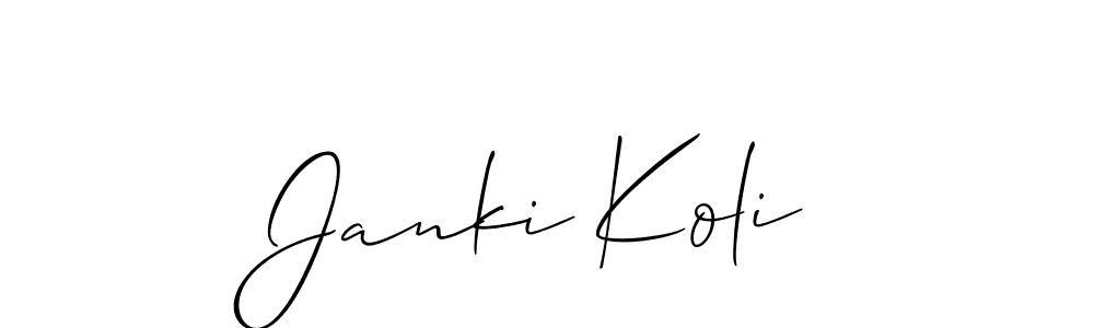 The best way (Allison_Script) to make a short signature is to pick only two or three words in your name. The name Janki Koli include a total of six letters. For converting this name. Janki Koli signature style 2 images and pictures png