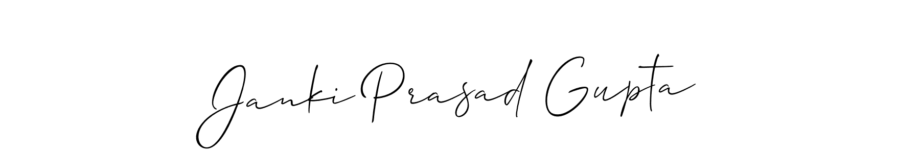 You should practise on your own different ways (Allison_Script) to write your name (Janki Prasad Gupta) in signature. don't let someone else do it for you. Janki Prasad Gupta signature style 2 images and pictures png