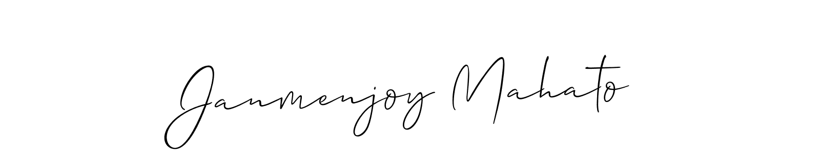 if you are searching for the best signature style for your name Janmenjoy Mahato. so please give up your signature search. here we have designed multiple signature styles  using Allison_Script. Janmenjoy Mahato signature style 2 images and pictures png