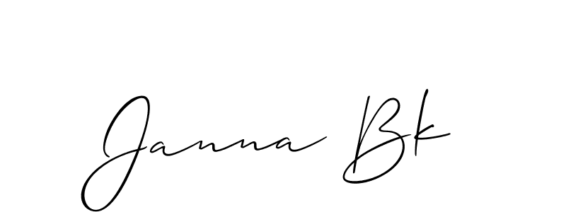 Janna Bk stylish signature style. Best Handwritten Sign (Allison_Script) for my name. Handwritten Signature Collection Ideas for my name Janna Bk. Janna Bk signature style 2 images and pictures png