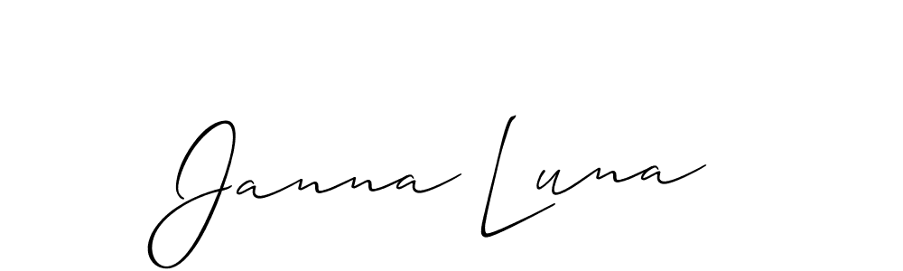 How to make Janna Luna name signature. Use Allison_Script style for creating short signs online. This is the latest handwritten sign. Janna Luna signature style 2 images and pictures png
