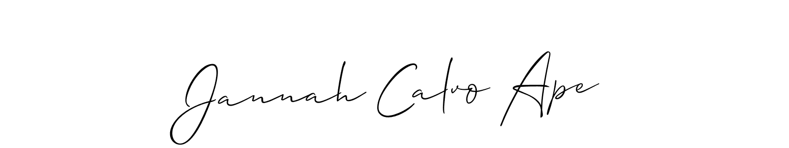 You should practise on your own different ways (Allison_Script) to write your name (Jannah Calvo Ape) in signature. don't let someone else do it for you. Jannah Calvo Ape signature style 2 images and pictures png