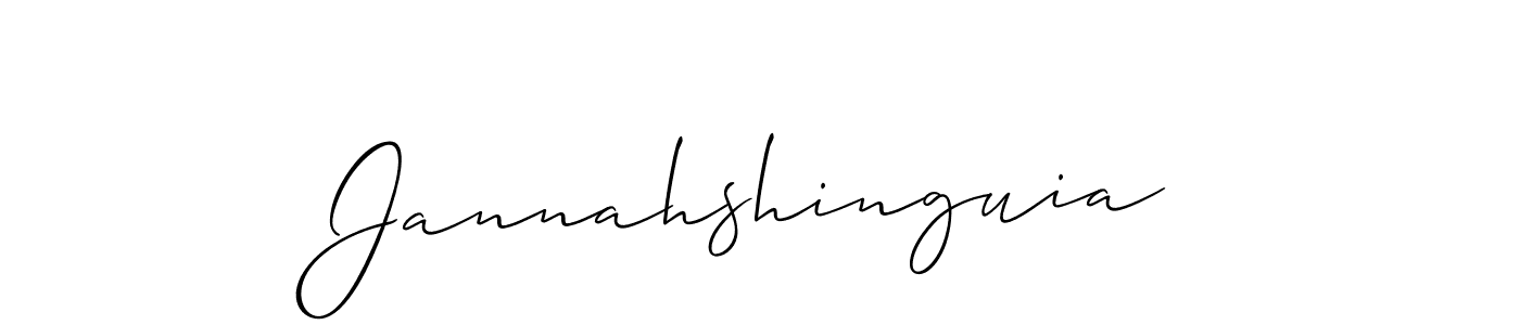 How to make Jannahshinguia signature? Allison_Script is a professional autograph style. Create handwritten signature for Jannahshinguia name. Jannahshinguia signature style 2 images and pictures png