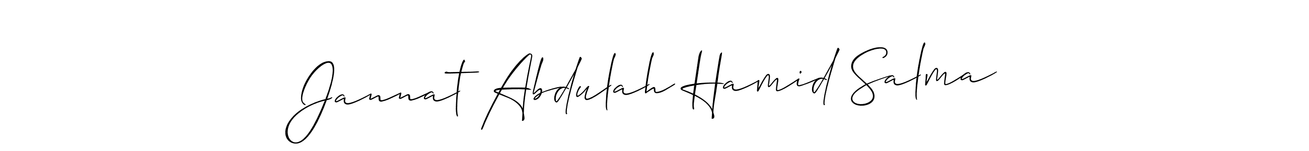 Also You can easily find your signature by using the search form. We will create Jannat Abdulah Hamid Salma name handwritten signature images for you free of cost using Allison_Script sign style. Jannat Abdulah Hamid Salma signature style 2 images and pictures png