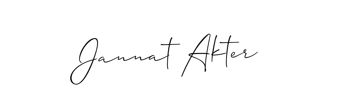 if you are searching for the best signature style for your name Jannat Akter. so please give up your signature search. here we have designed multiple signature styles  using Allison_Script. Jannat Akter signature style 2 images and pictures png