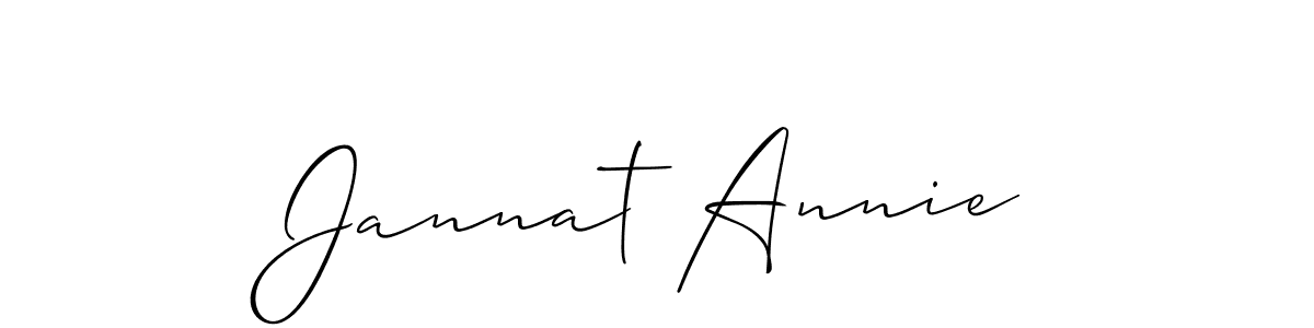 Make a beautiful signature design for name Jannat Annie. With this signature (Allison_Script) style, you can create a handwritten signature for free. Jannat Annie signature style 2 images and pictures png