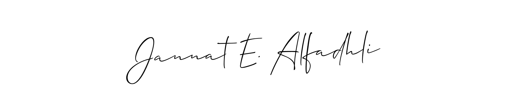 You should practise on your own different ways (Allison_Script) to write your name (Jannat E. Alfadhli) in signature. don't let someone else do it for you. Jannat E. Alfadhli signature style 2 images and pictures png