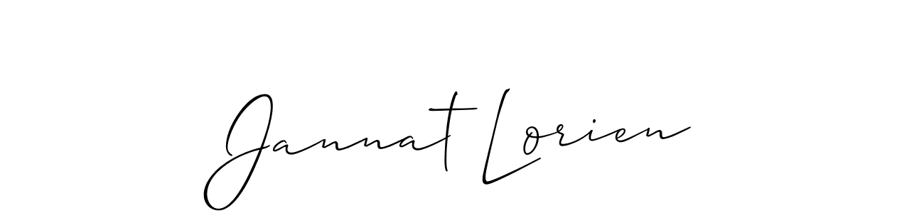 Create a beautiful signature design for name Jannat Lorien. With this signature (Allison_Script) fonts, you can make a handwritten signature for free. Jannat Lorien signature style 2 images and pictures png