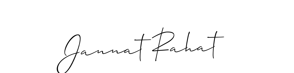 How to make Jannat Rahat name signature. Use Allison_Script style for creating short signs online. This is the latest handwritten sign. Jannat Rahat signature style 2 images and pictures png