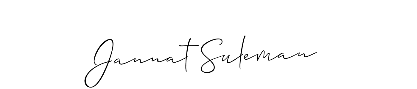 Create a beautiful signature design for name Jannat Suleman. With this signature (Allison_Script) fonts, you can make a handwritten signature for free. Jannat Suleman signature style 2 images and pictures png