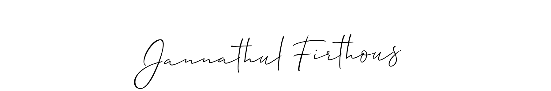 How to Draw Jannathul Firthous signature style? Allison_Script is a latest design signature styles for name Jannathul Firthous. Jannathul Firthous signature style 2 images and pictures png