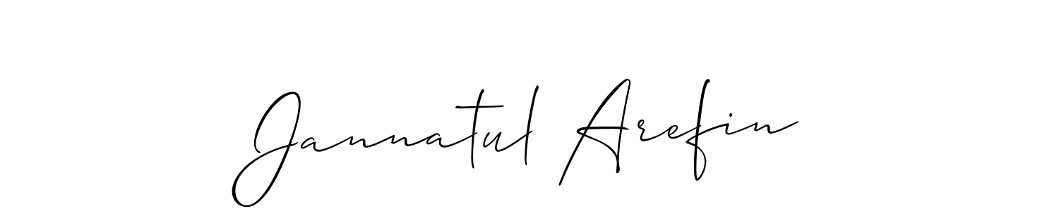 How to Draw Jannatul Arefin signature style? Allison_Script is a latest design signature styles for name Jannatul Arefin. Jannatul Arefin signature style 2 images and pictures png