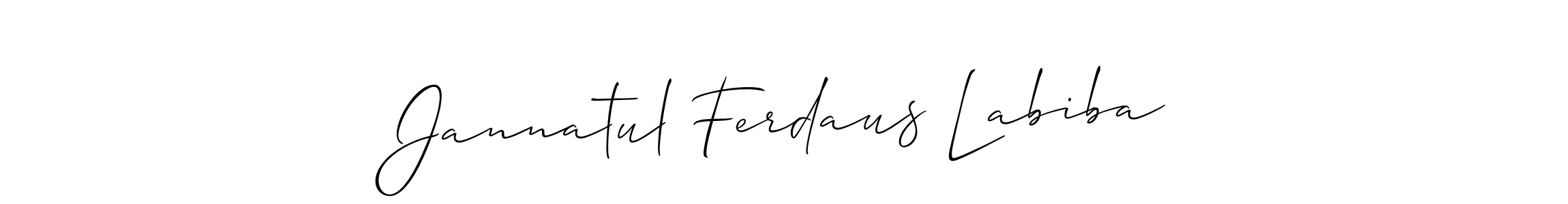 Similarly Allison_Script is the best handwritten signature design. Signature creator online .You can use it as an online autograph creator for name Jannatul Ferdaus Labiba. Jannatul Ferdaus Labiba signature style 2 images and pictures png