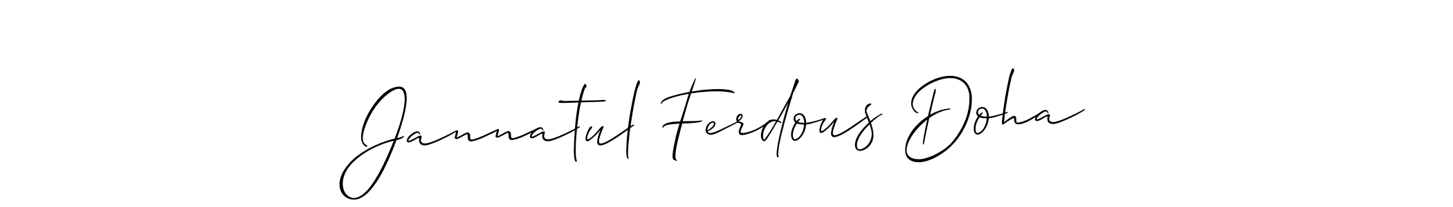 It looks lik you need a new signature style for name Jannatul Ferdous Doha. Design unique handwritten (Allison_Script) signature with our free signature maker in just a few clicks. Jannatul Ferdous Doha signature style 2 images and pictures png