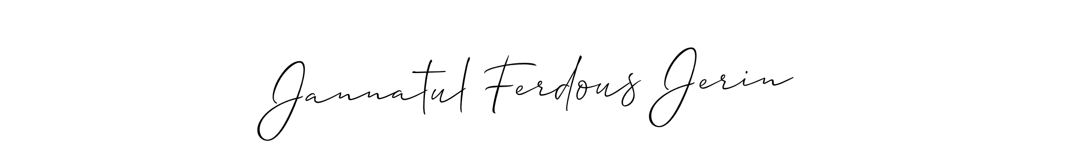 The best way (Allison_Script) to make a short signature is to pick only two or three words in your name. The name Jannatul Ferdous Jerin include a total of six letters. For converting this name. Jannatul Ferdous Jerin signature style 2 images and pictures png