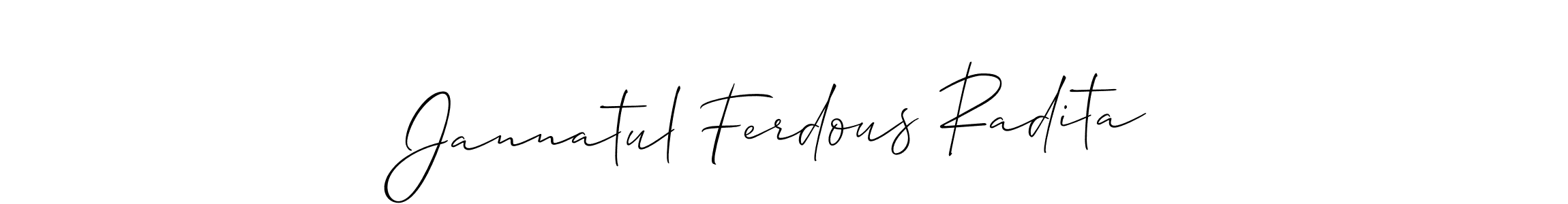 Jannatul Ferdous Radita stylish signature style. Best Handwritten Sign (Allison_Script) for my name. Handwritten Signature Collection Ideas for my name Jannatul Ferdous Radita. Jannatul Ferdous Radita signature style 2 images and pictures png