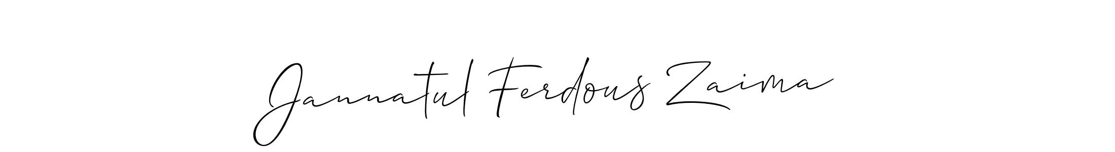 Create a beautiful signature design for name Jannatul Ferdous Zaima. With this signature (Allison_Script) fonts, you can make a handwritten signature for free. Jannatul Ferdous Zaima signature style 2 images and pictures png