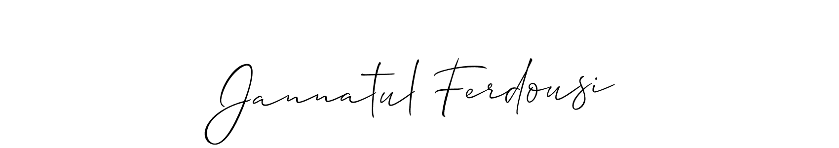 Similarly Allison_Script is the best handwritten signature design. Signature creator online .You can use it as an online autograph creator for name Jannatul Ferdousi. Jannatul Ferdousi signature style 2 images and pictures png