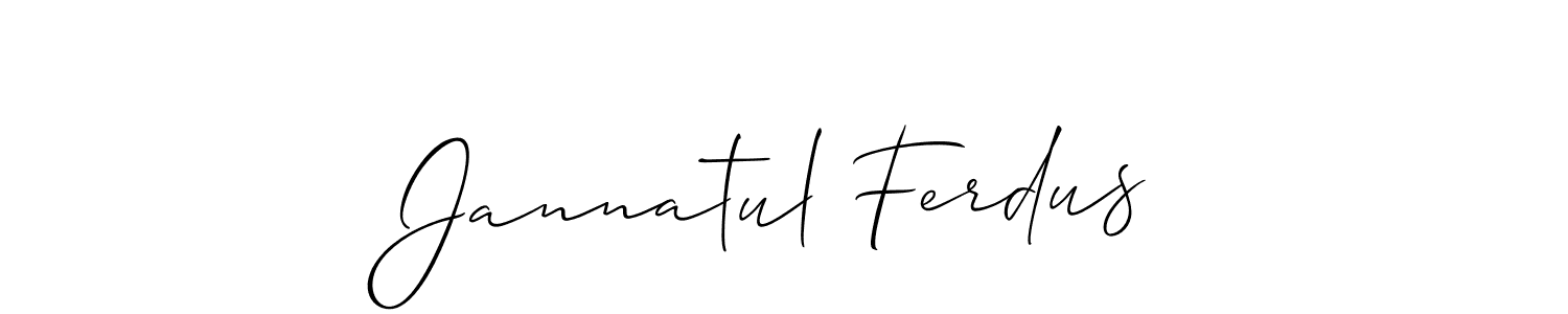 Use a signature maker to create a handwritten signature online. With this signature software, you can design (Allison_Script) your own signature for name Jannatul Ferdus. Jannatul Ferdus signature style 2 images and pictures png