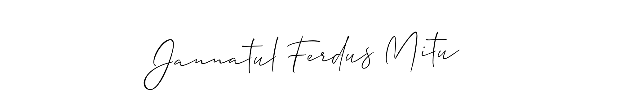 Also we have Jannatul Ferdus Mitu name is the best signature style. Create professional handwritten signature collection using Allison_Script autograph style. Jannatul Ferdus Mitu signature style 2 images and pictures png