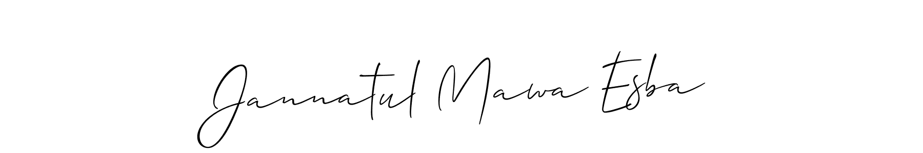You should practise on your own different ways (Allison_Script) to write your name (Jannatul Mawa Esba) in signature. don't let someone else do it for you. Jannatul Mawa Esba signature style 2 images and pictures png
